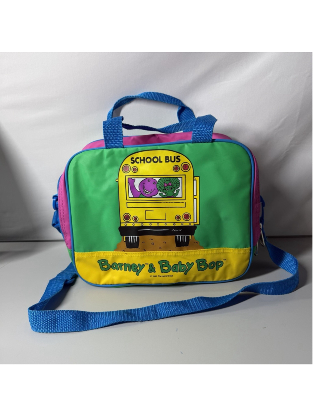 VTG Barney And Baby Bop 1992 Carry Bag Strap Purse Pouch Lunch Box
